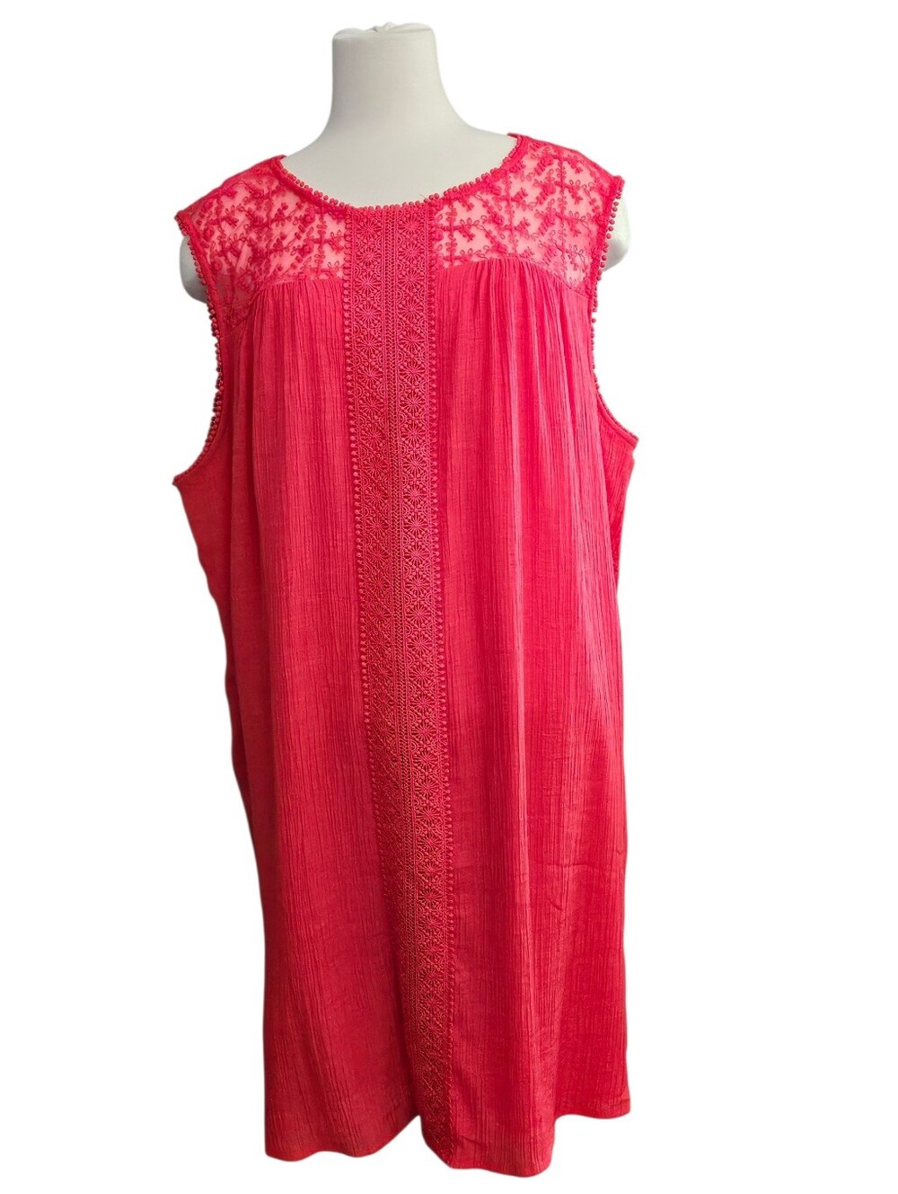 Zac & Rachel Beautiful Coral Lace Yoke Dress, 3X